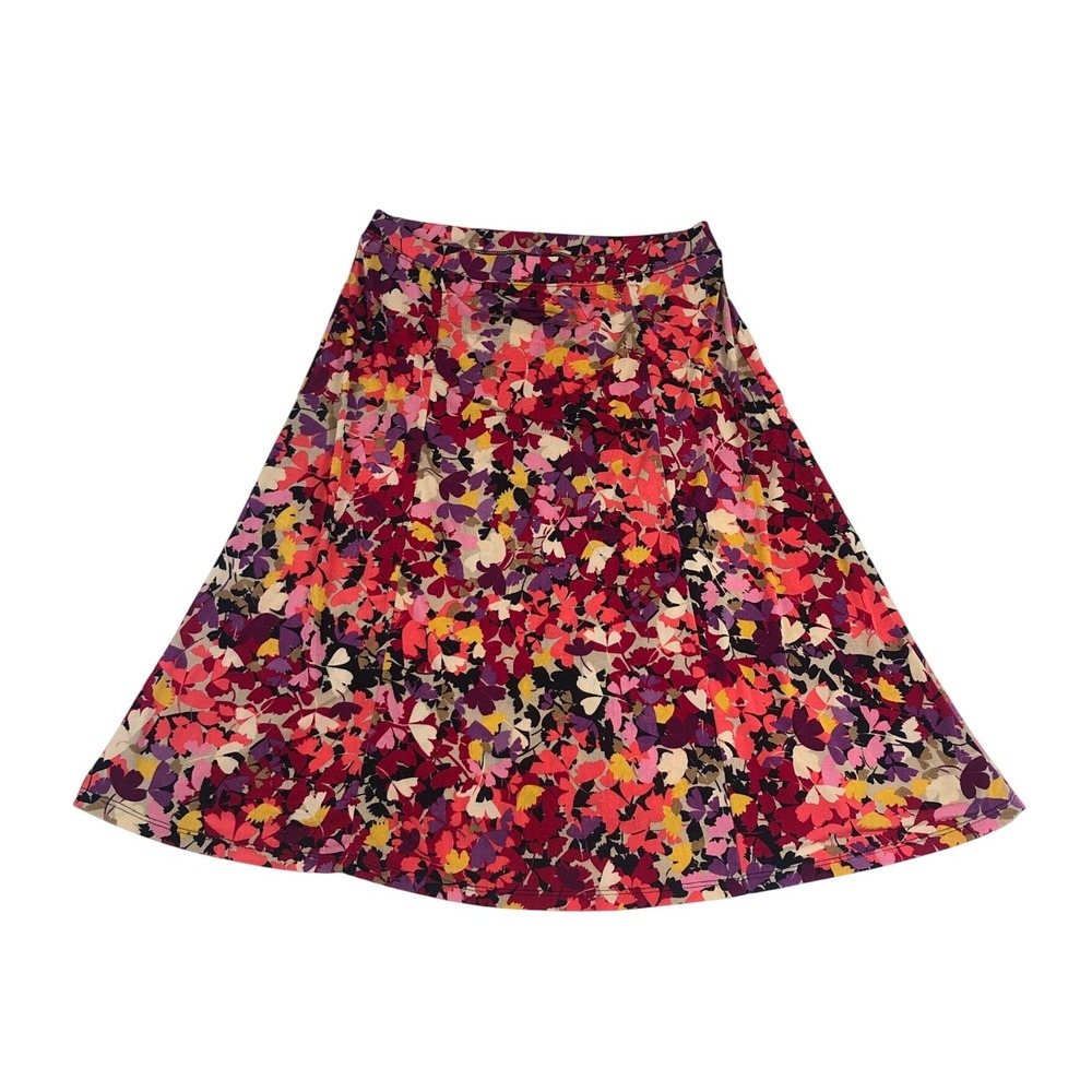 Jaclyn Smith Floral‎ A-Line Skirt Pink Purple Red Multi-Color Jersey Knit Medium